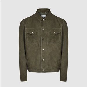 Reiss London forest green suede leather jacket